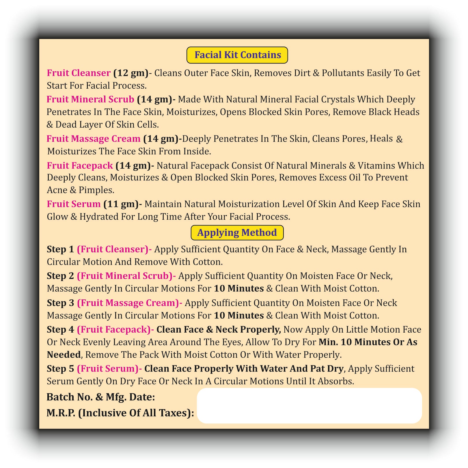 DENAJEE <br>Moisturizing Fruit Facial Kit</br>